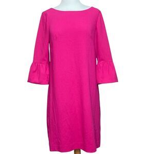 Talbots Hot Pink Shift Dress Size 2 Long Sleeve